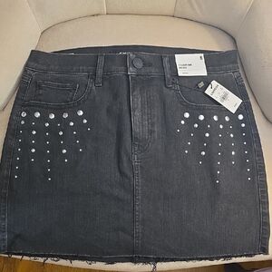 Express Black Studded Denim Mini Skirt